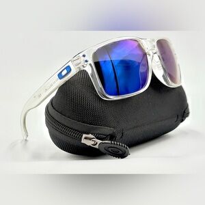 Oakley Holbrook Polarized Sunglasses 009102-08 55-18 Blue Mirror Lens Clear Fram
